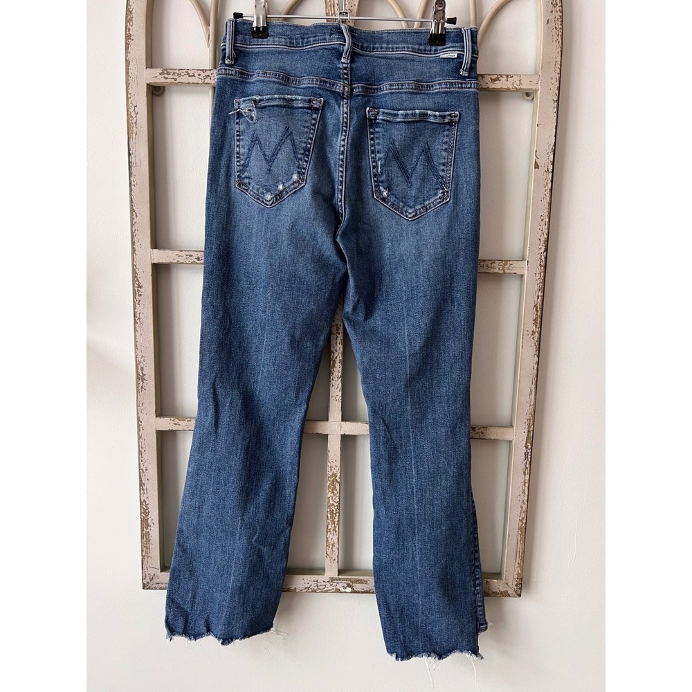 MOTHER Medium Blue Distressed Ankle Crop Jeans - Picture 8 of 9